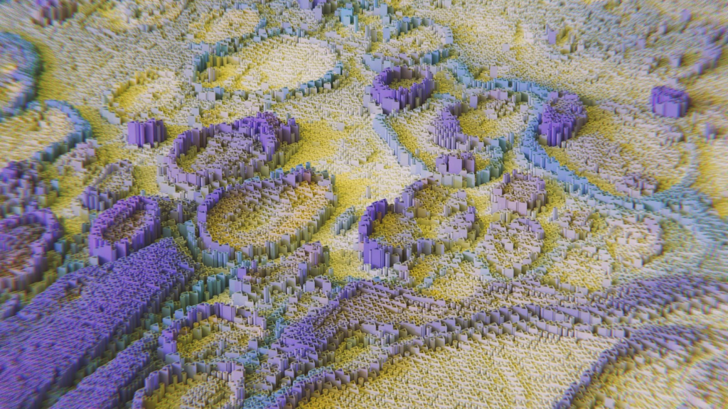 Photo by Google DeepMind Colorful 3D rendering resembling neural networks or data visualization.