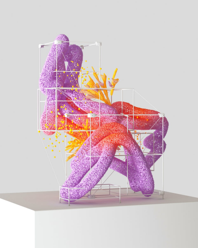 Photo by Google DeepMind Colorful abstract 3D rendering showcasing AI and organic growth.